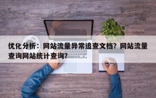 优化分析：网站流量异常追查文档？网站流量查询网站统计查询？