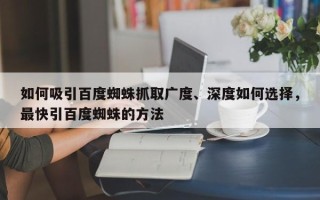 如何吸引百度蜘蛛抓取广度、深度如何选择，最快引百度蜘蛛的方法