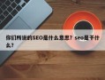 你们所说的SEO是什么意思？seo是干什么？