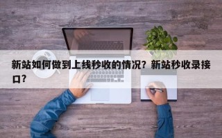 新站如何做到上线秒收的情况？新站秒收录接口？