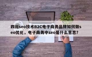 四川seo技术B2C电子商务品牌如何做seo优化，电子商务中seo是什么意思？