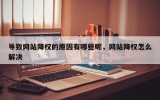 导致网站降权的原因有哪些呢，网站降权怎么解决