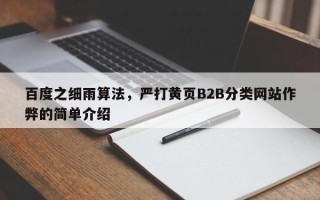 百度之细雨算法，严打黄页B2B分类网站作弊的简单介绍