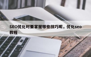 SEO优化时要掌握哪些技巧呢，优化seo教程