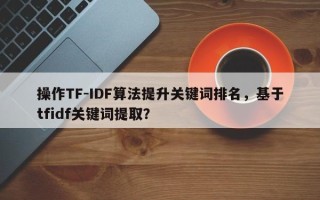 操作TF-IDF算法提升关键词排名，基于tfidf关键词提取？