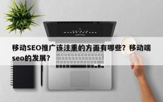 移动SEO推广该注重的方面有哪些？移动端seo的发展？