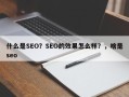 什么是SEO？SEO的效果怎么样？，啥是seo